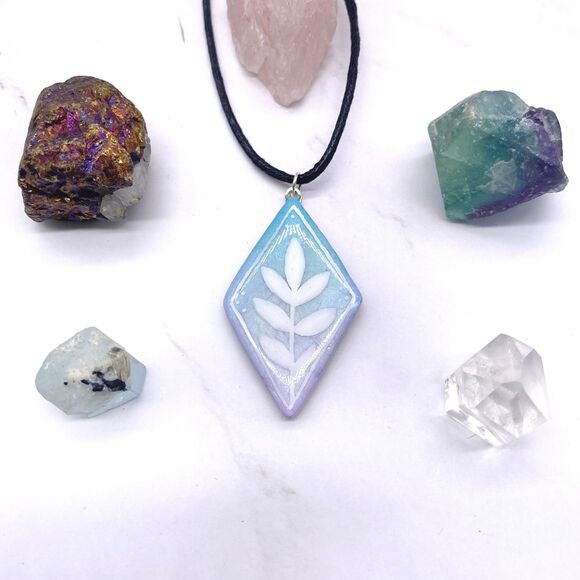 Blue and Purple Botanical Necklace - Picture 7 of 10